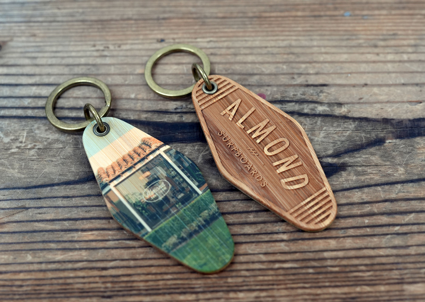 Almond Bamboo Motel Keychain